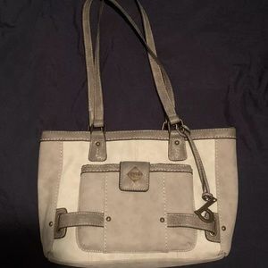 BOC Born Faux Grey Leather Tote Shoulder Bag Purse